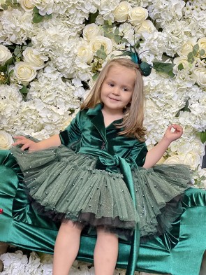 Детска луксозна рокля  „GREEN ROSE“ 1