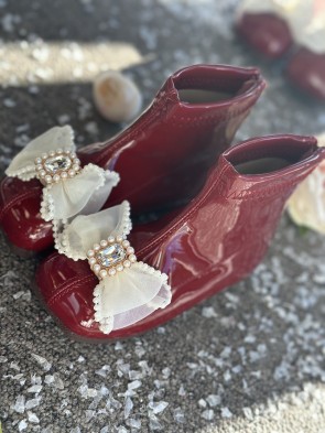 Детски боти "COQUETTE" in burgundy  1