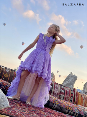 Детска луксозна рокля „ДАНТЕЛЕНА ПРИКАЗКА“ purple edition 1