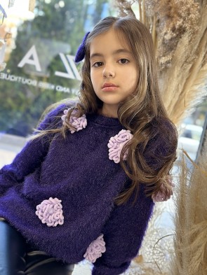 Детски пуловер "DOLCEZZA" dark purple edition 1